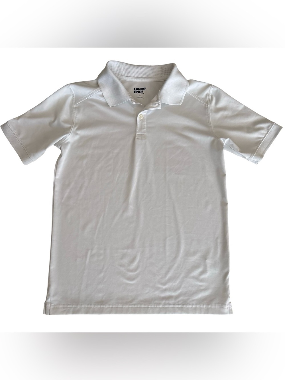 Lands End White Performance Polo Shirt School Uniform Size 10-12